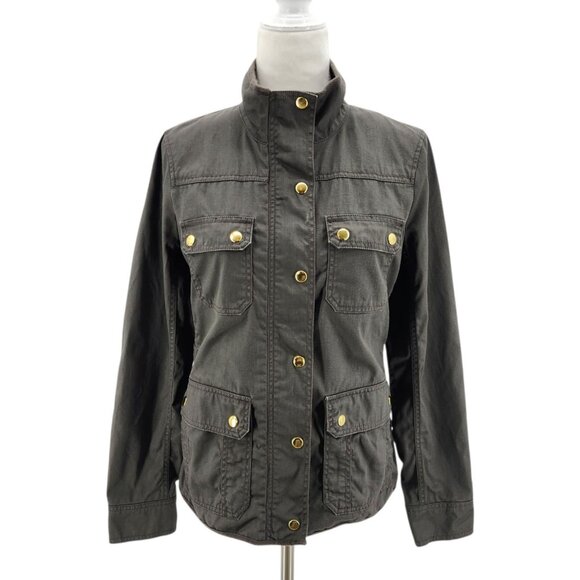 J Crew Factory Womens Small Jacket Relaxed Boyfriend Field Jacket Green Coated - Picture 1 of 12